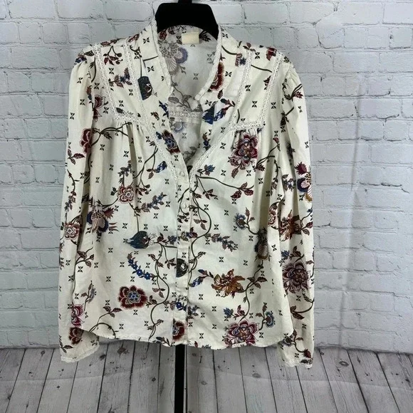 Matilda Jane Good Hart “Monica” Style Floral Button Up Shirt Size Medium - Picture 2 of 9